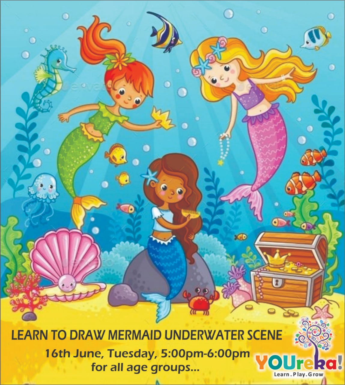 Mermaid Underwater Sketching -YOUreka Kids